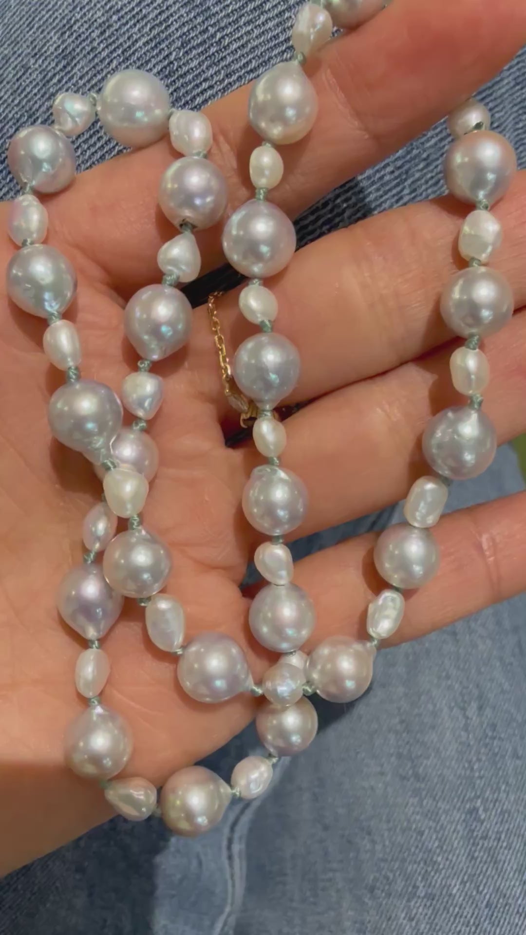 Akoya & Keshi Pearl Necklace 18K gold handmade fine jewelry 2