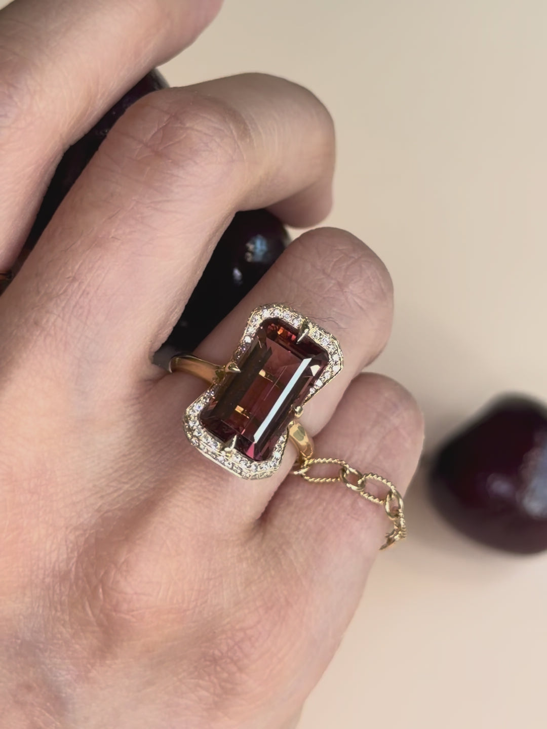 Tourmaline Aurora Ring 18k gold stackable ring