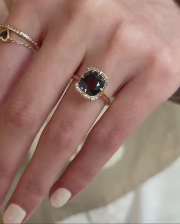 Grey Spinel Aurora Ring