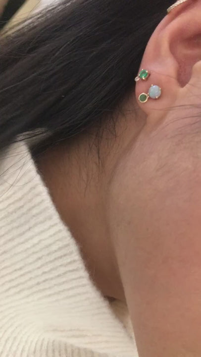 Opal & Emerald Dot Studs