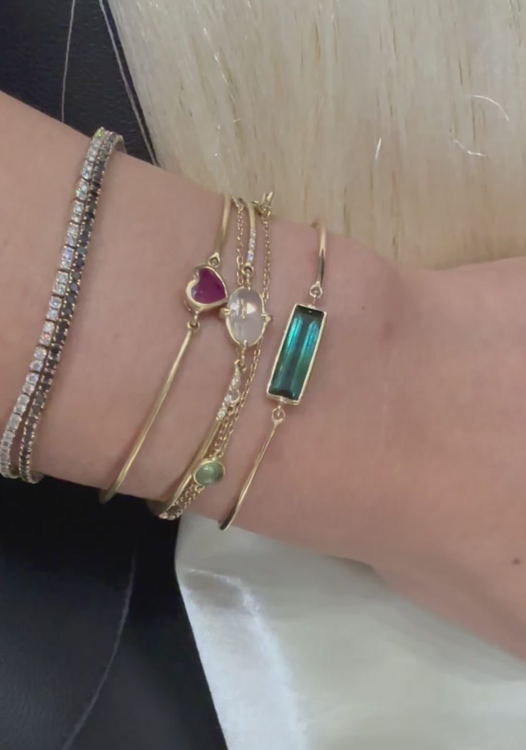 Lagoon Watermelon Tourmaline Bar Bangle