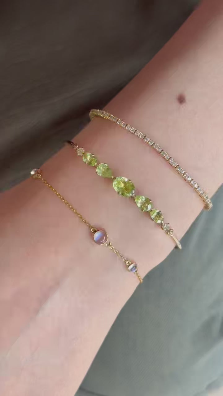 Vivid Yellow Chrysoberyl Compass Bangle 18k gold stackable design on model