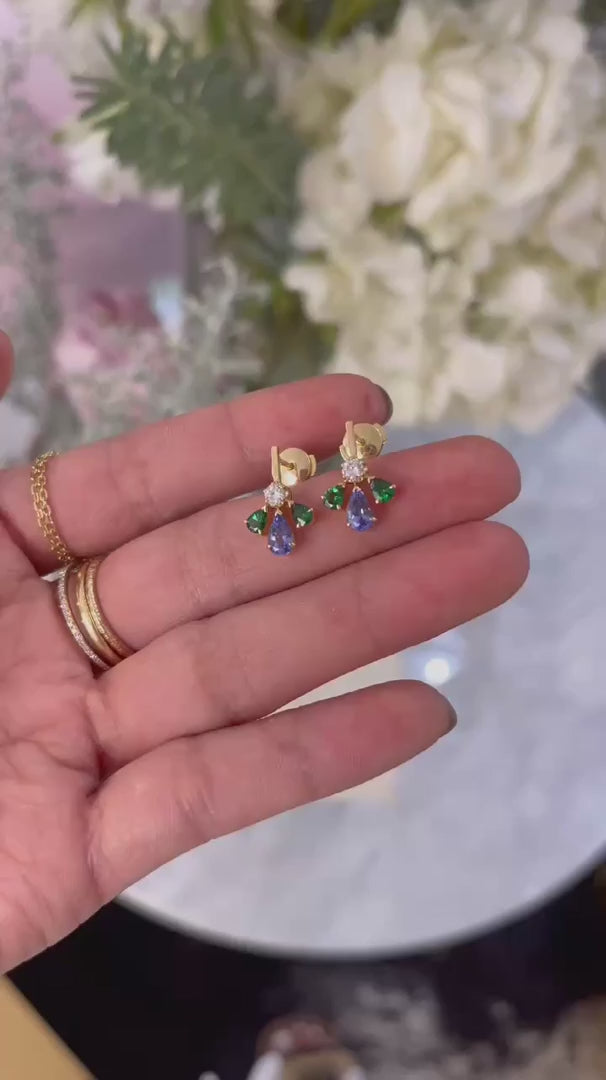 Tsavorite & Tanzanite Fauna Earrings