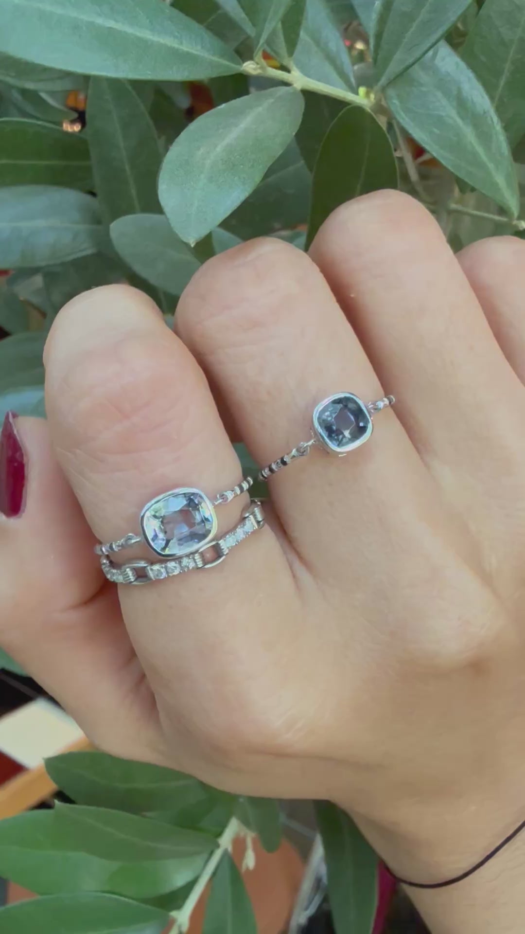 Silver Spinel Petite Circle Diamond Ring