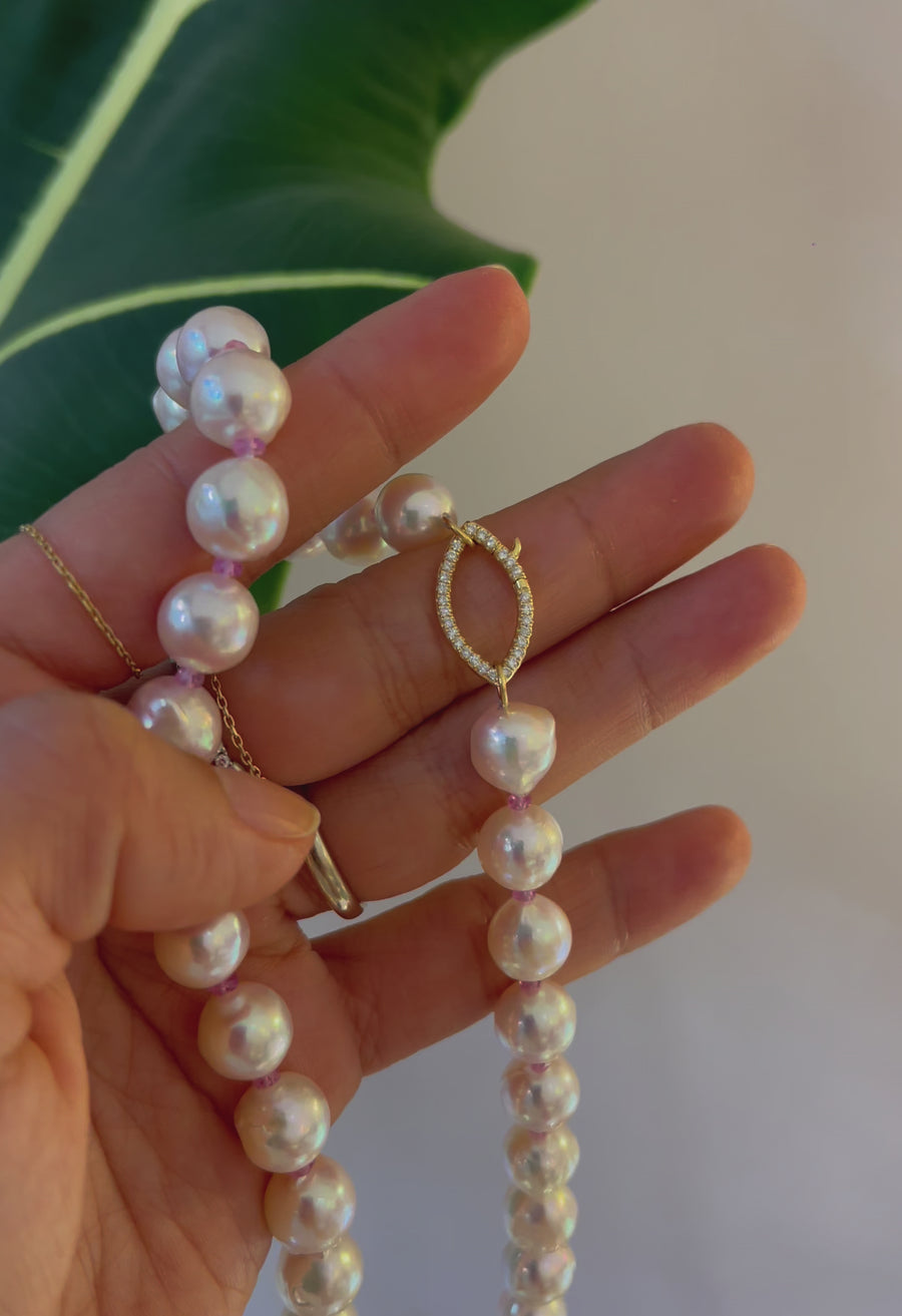 Akoya Pearl & pink sapphire Aphrodite necklace