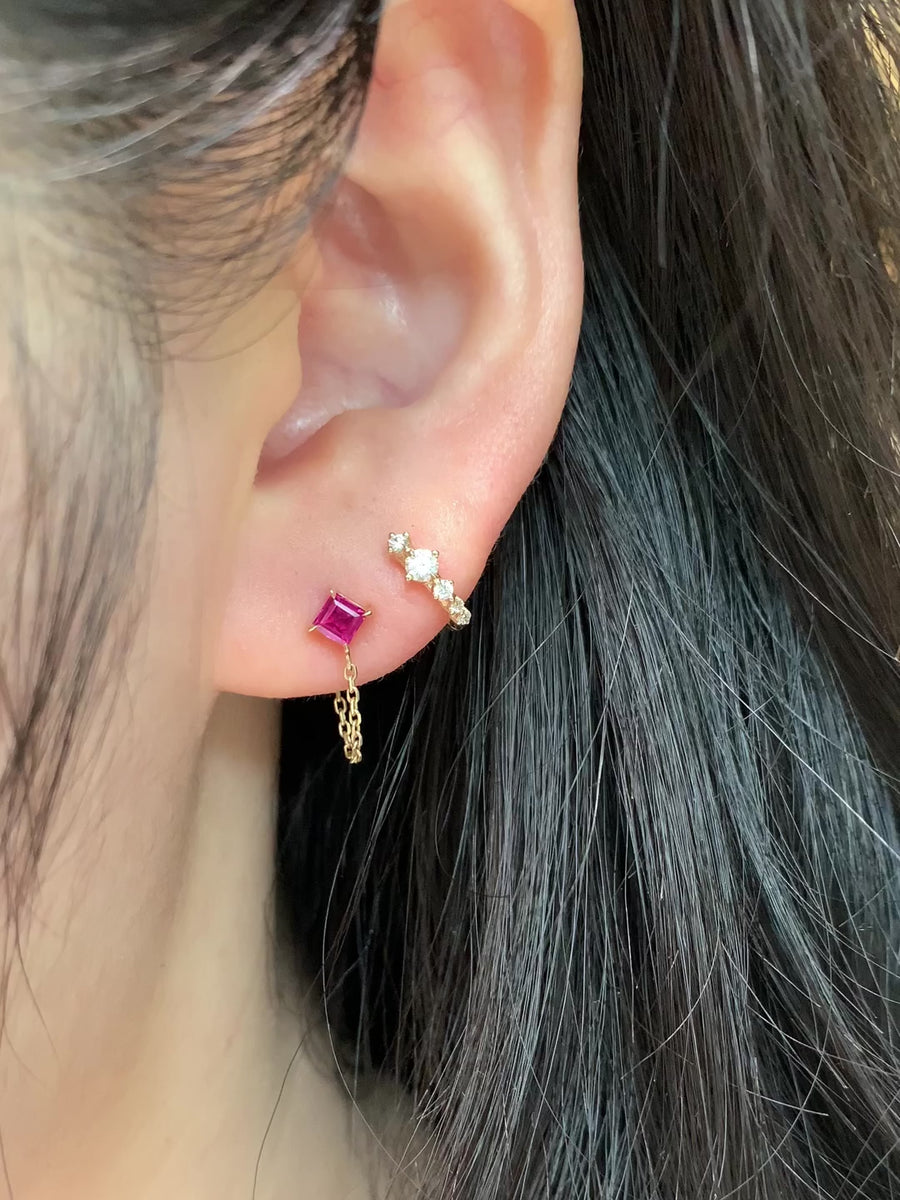 Ruby Chain Earring