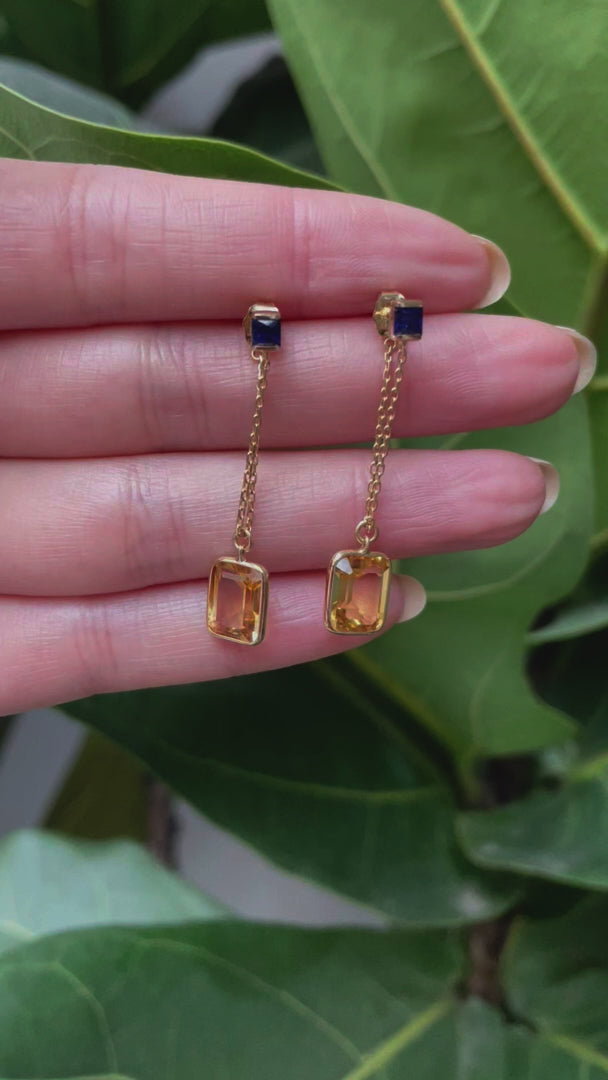 Sapphire & Citrine Chain Earrings
