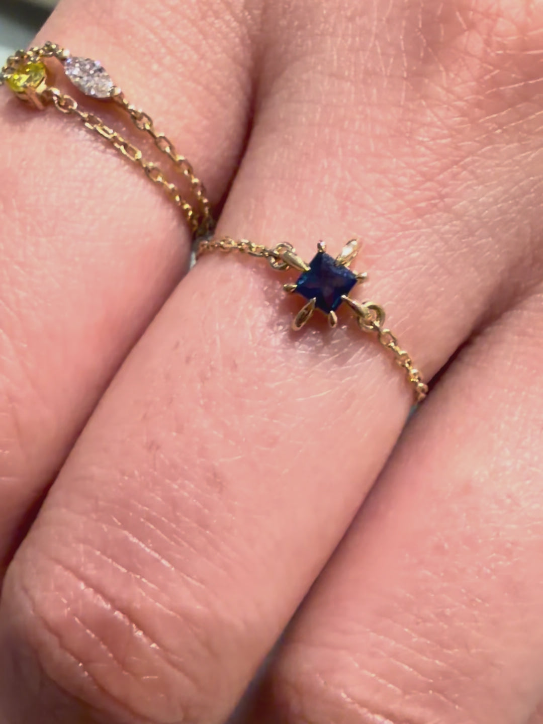 Sapphire Birthstone Petite Circle Diamond Ring 14k gold stackable ring