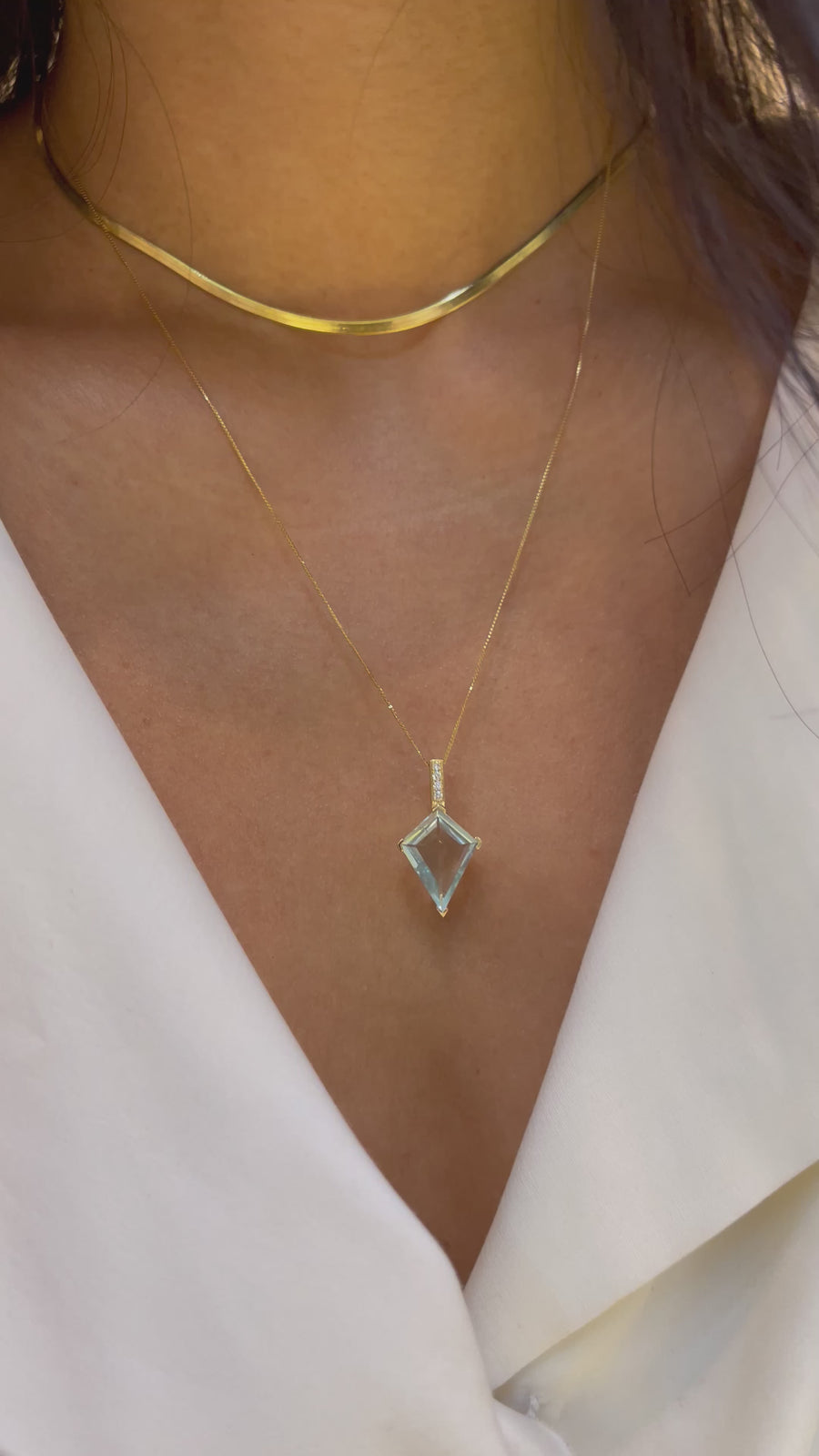 Aquamarine & Diamond Contour Kite Necklace