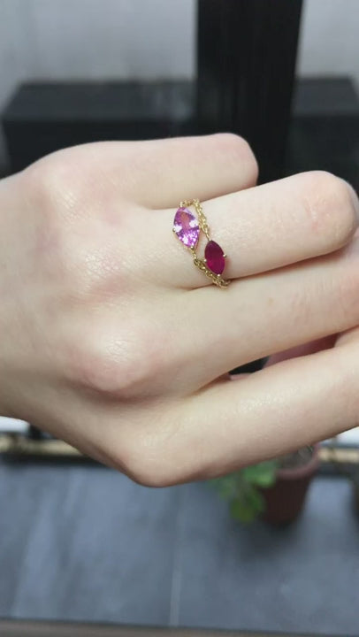 Pink Sapphire Marquise Supreme Chain Ring