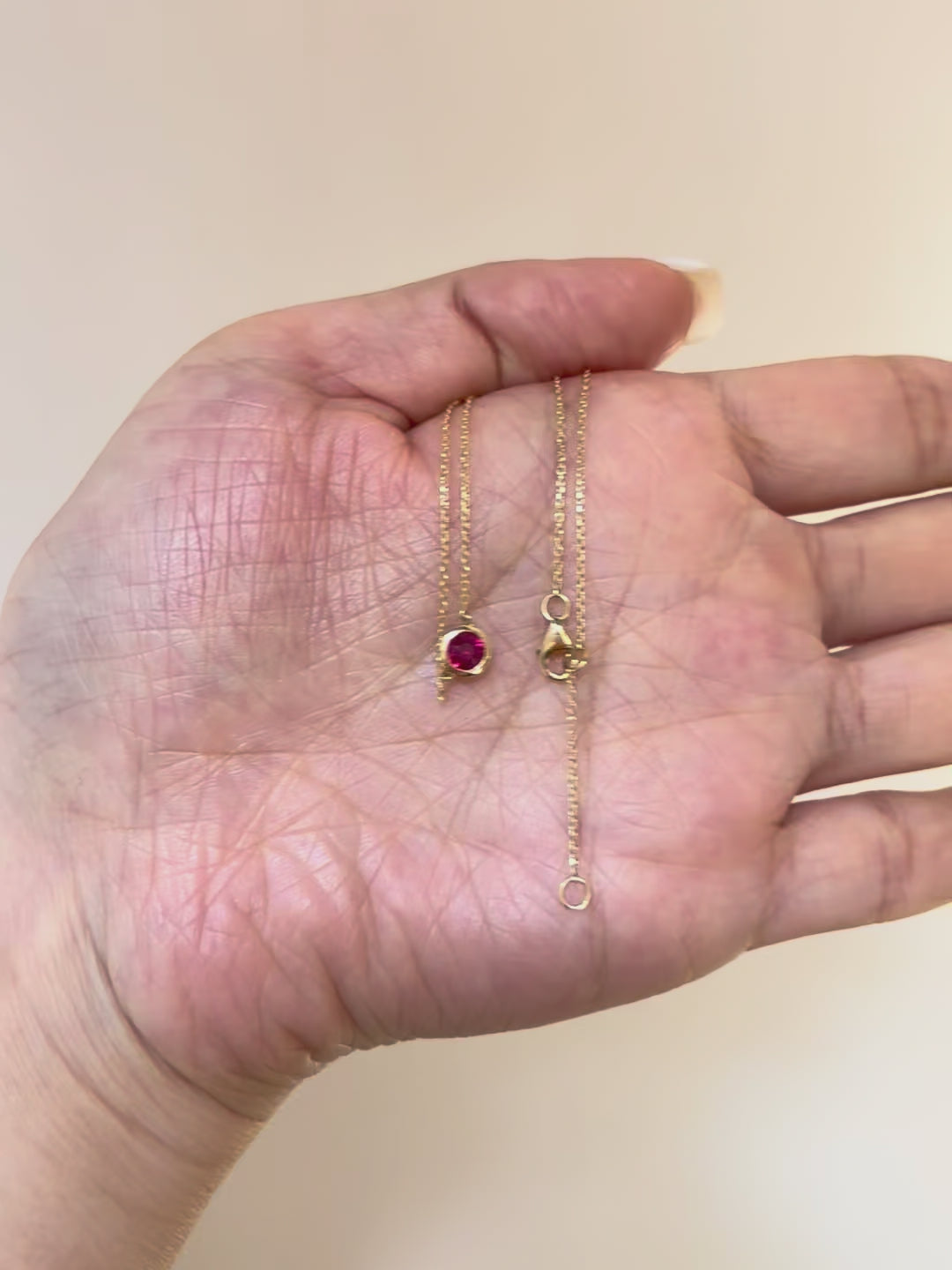 Ruby Button Necklace 18K gold handmade fine jewelry 2