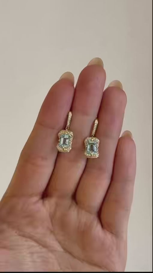 Aquamarine Aurora Earring 18k gold stackable design