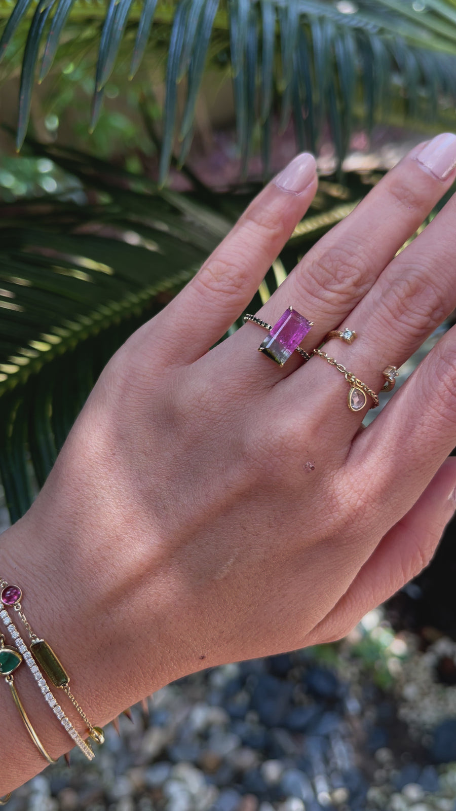 Watermelon tourmaline protection ring