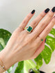 Emerald & Diamond Aurora Supreme Ring 18k gold engagement ring on model