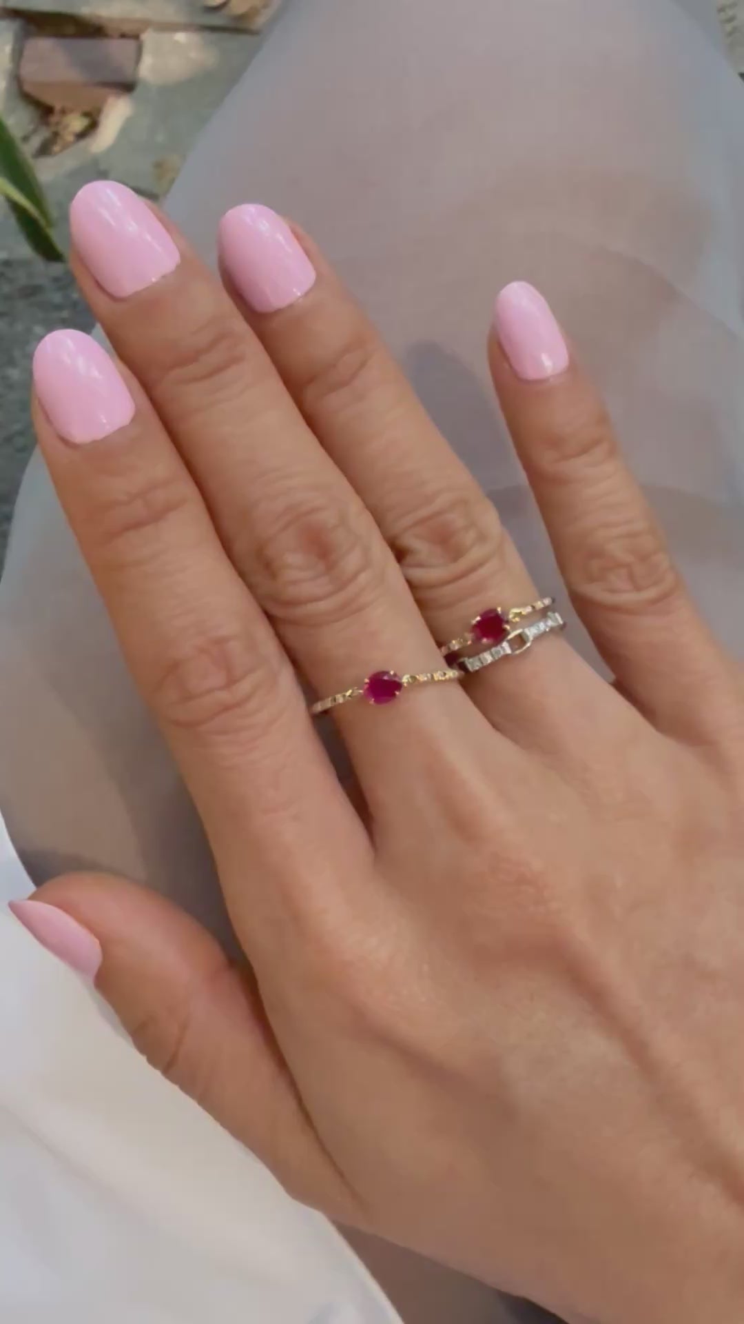 Burmese Ruby Petite Circle Diamond Ring