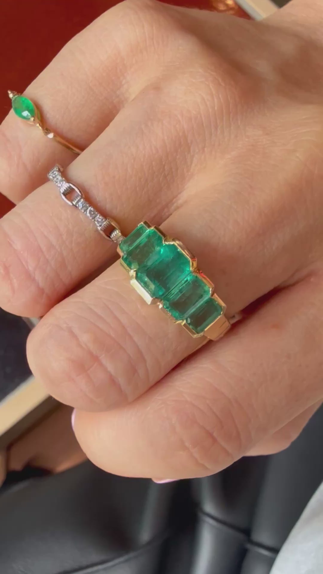Emerald Cut Rhythm Ring