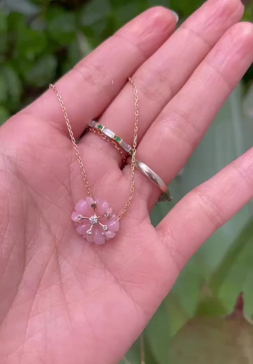 Pink Opal & Diamond Flora Necklace
