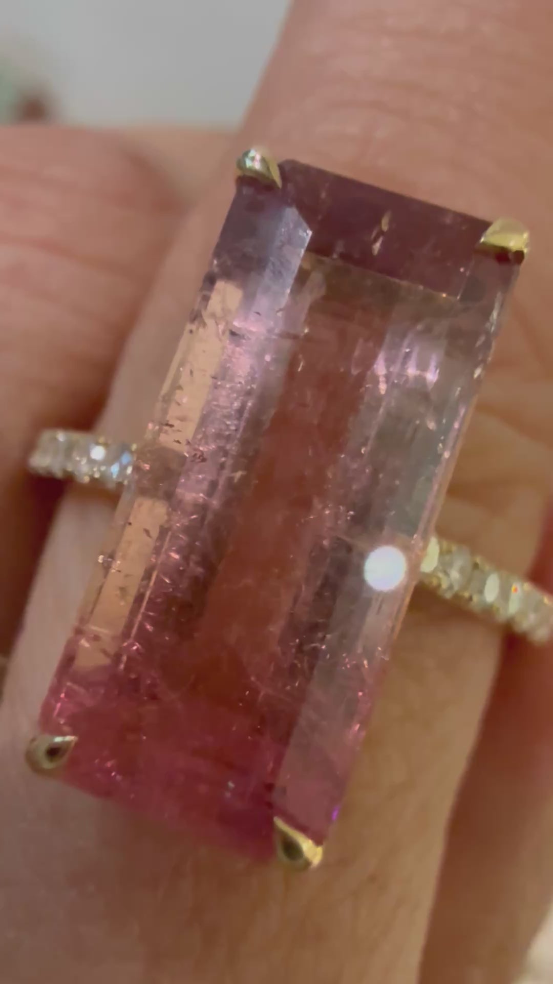 Ombre Flamingo Pink Tourmaline Ring