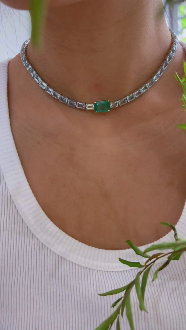 Emerald & Aquamarine Demeter Necklace