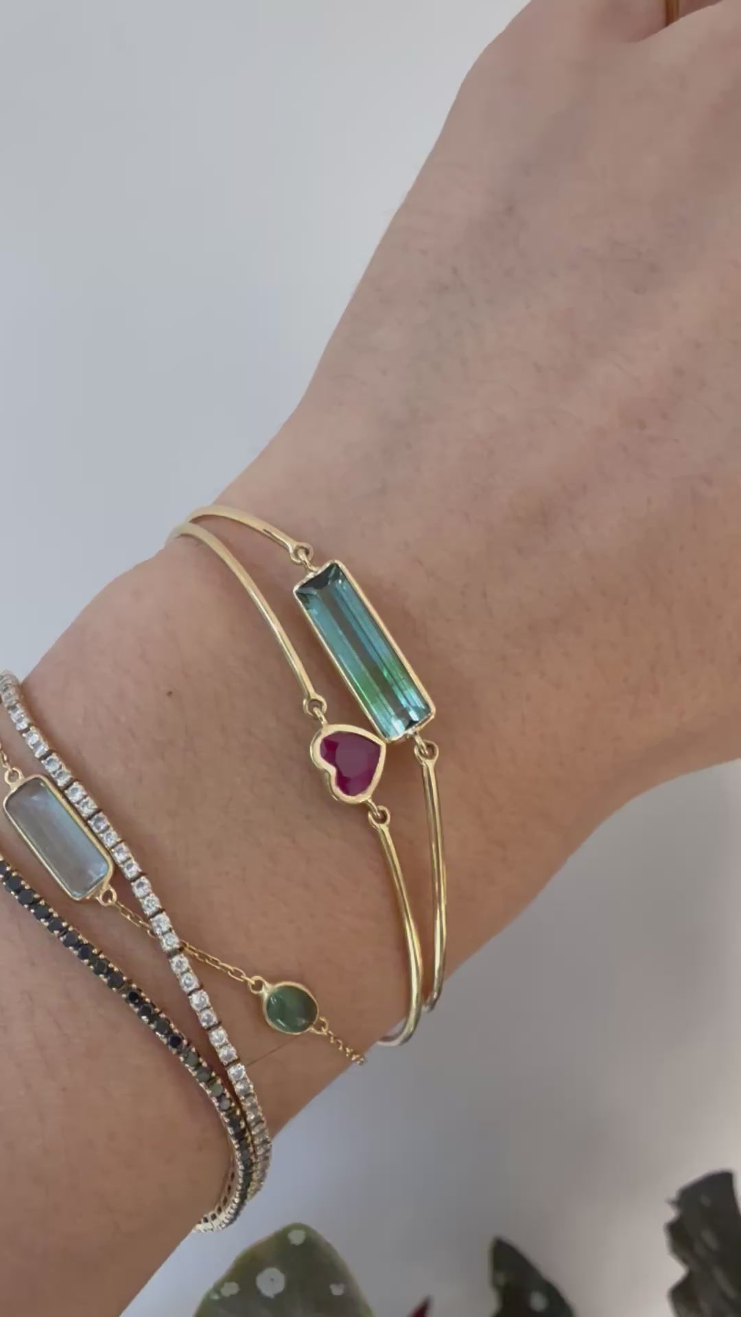 Blue-Green Lagoon Tourmaline Bar Bangle
