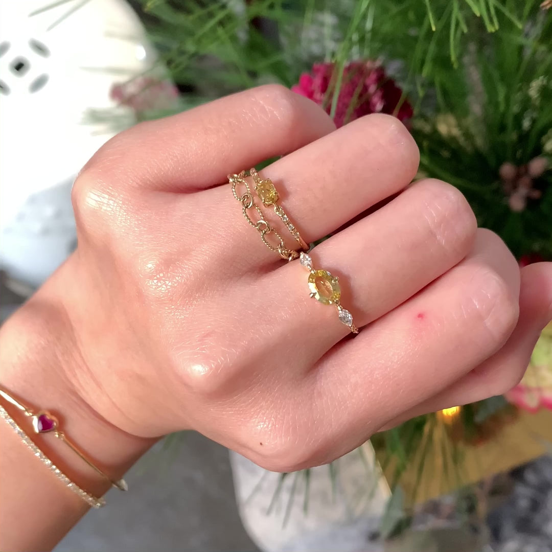 Yellow Sapphire & Diamond dream weaver Chain Ring