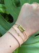 Canary Tourmaline Supreme Bar Bangle 18k gold Stackable design on model