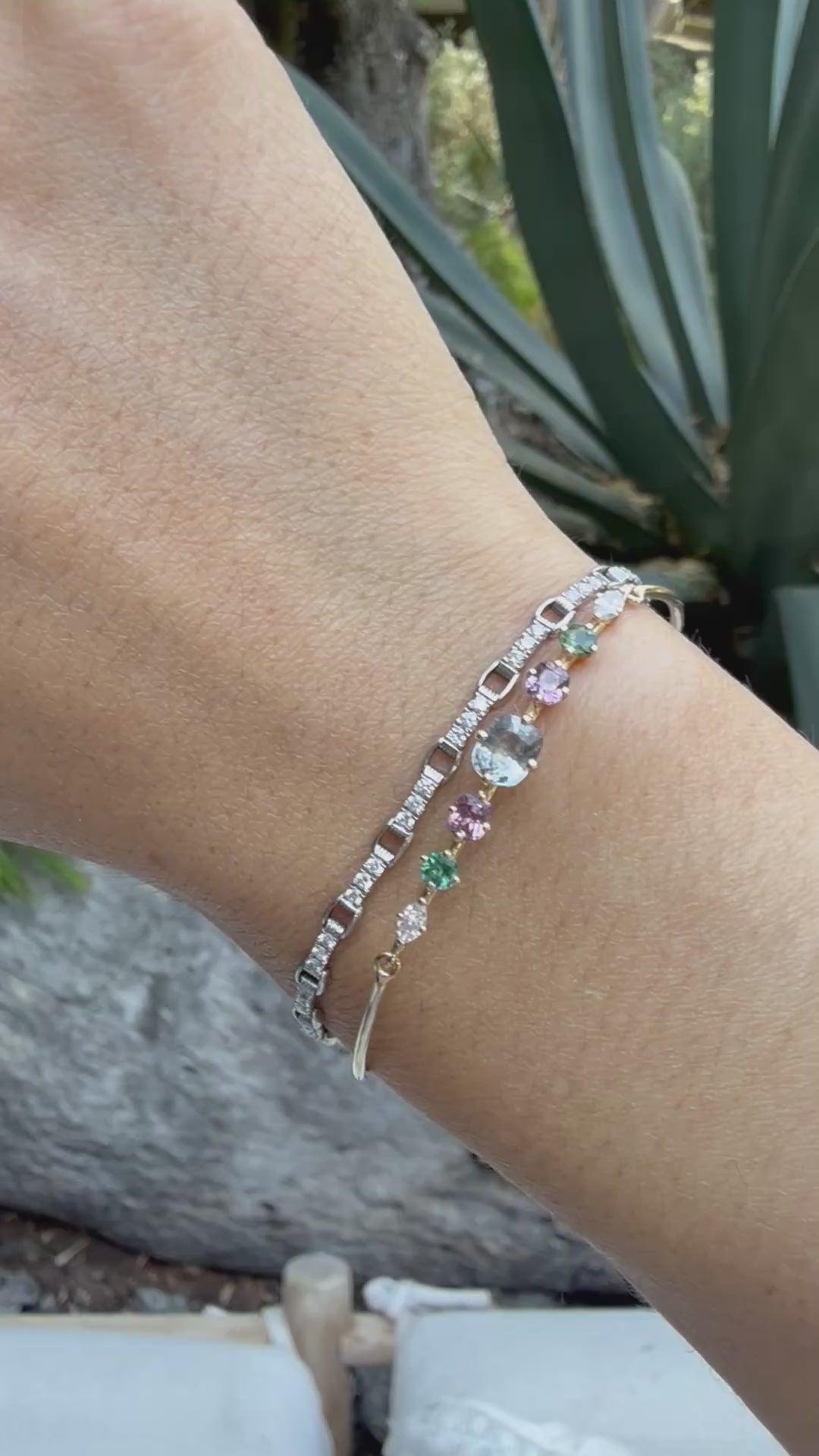 Spinel & Diamond Compass Bangle