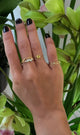 Canary Tourmaline Chain Ring 18k gold Stackable ring on model