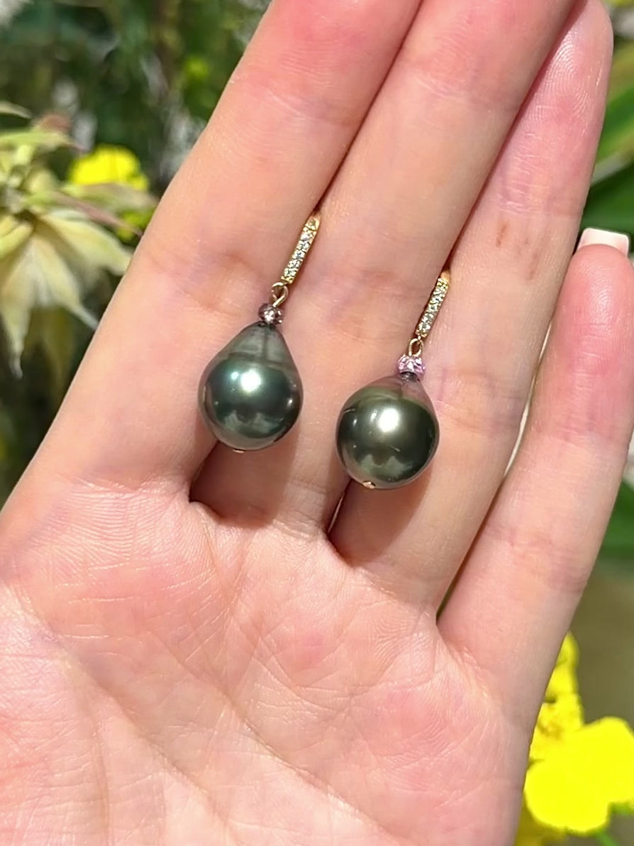 Tahitian Pearl & Sapphire Earrings