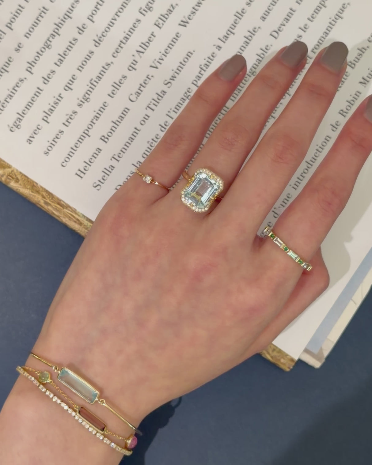 Aquamarine and Diamonds Aurora Ring