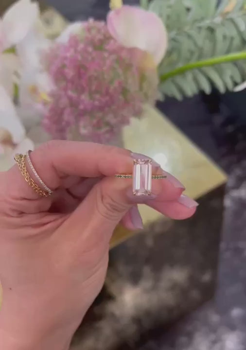 Morganite & Green Diamond Ring