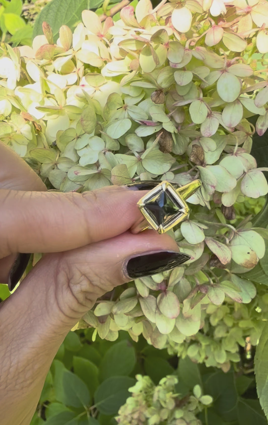 Black Diamond Pyramid Ring 18k gold engagement ring 