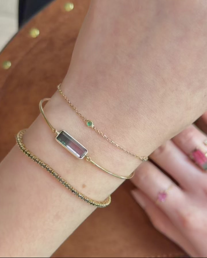 Pink Watermelon Tourmaline Bar Bangle