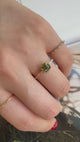 Green Tourmaline Petite Circle Diamond Ring 14k gold stackable ring 1 on model