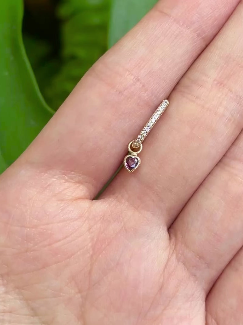 Ruby Heart Petite Hoop Charm
