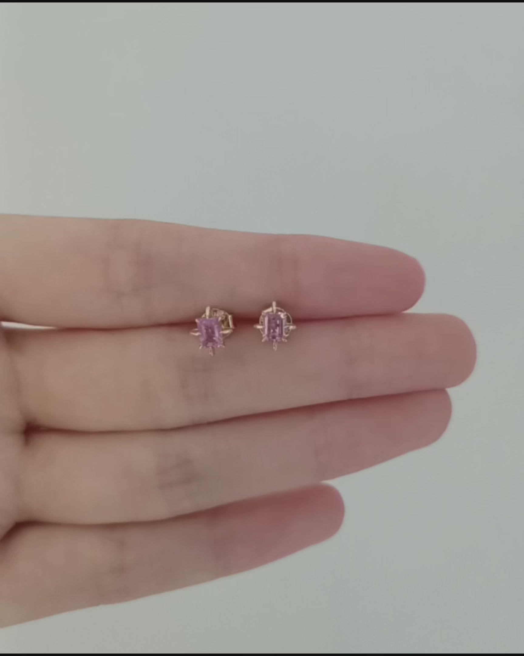 Pink Sapphire North Star Earrings handmade tiny jewelry 1