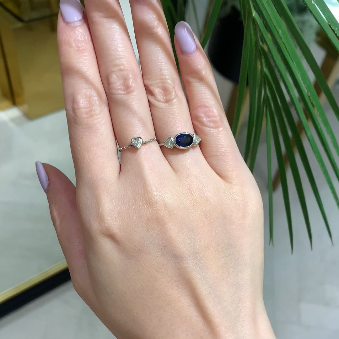 Ceylon Sapphire & Diamond Ever After Ring 18k gold engagement ring on model