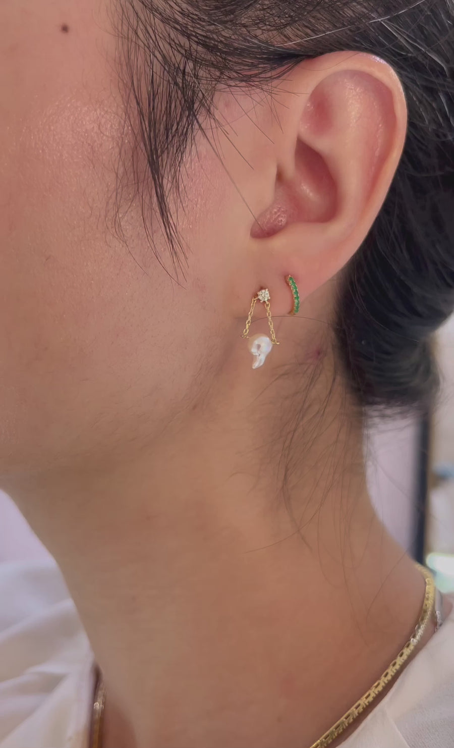 Pearl And Diamond Tokyo Chain Earrings