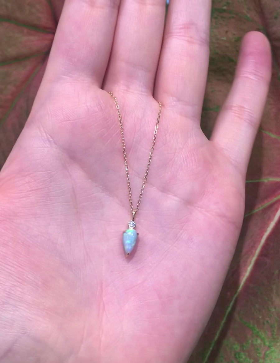 Opal & Diamond Arrow Necklace