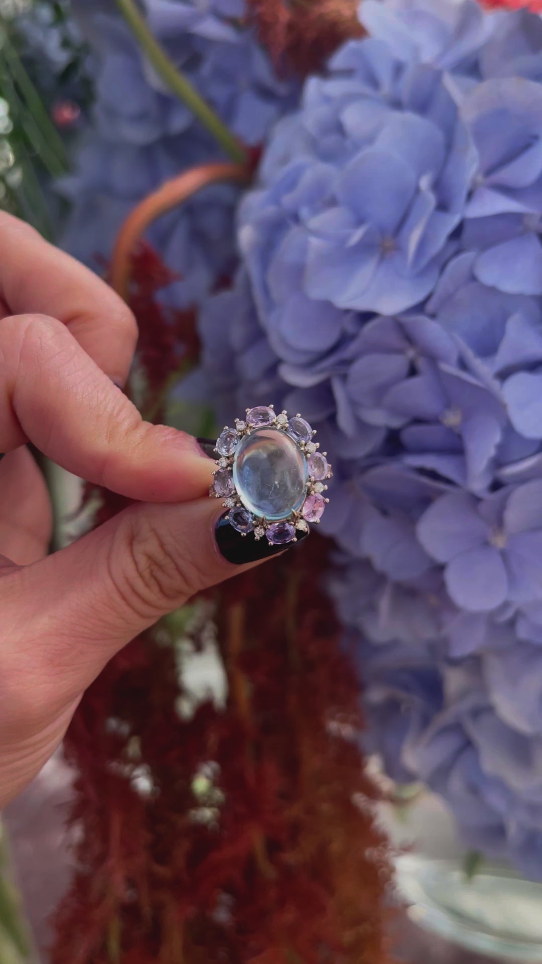 Aquamarine Spinel & Diamond Anastasia Ring