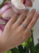 Blue Topaz Supreme Heart Chain Ring
18k gold Stackable ring on model