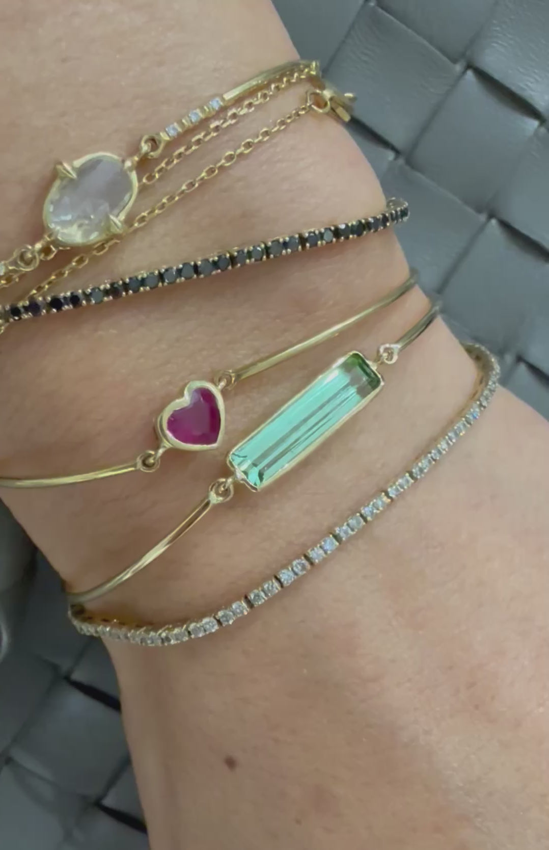 Mint Tourmaline Bar Bangle