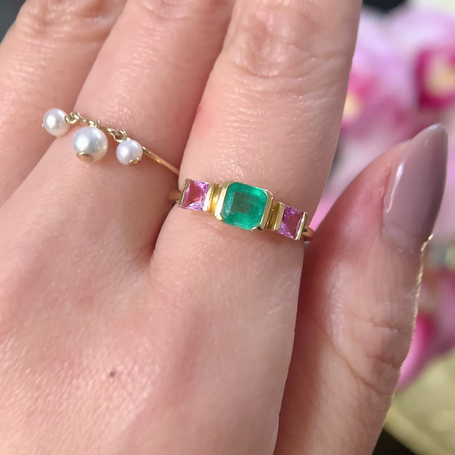 Emerald & Pink Sapphire Ring