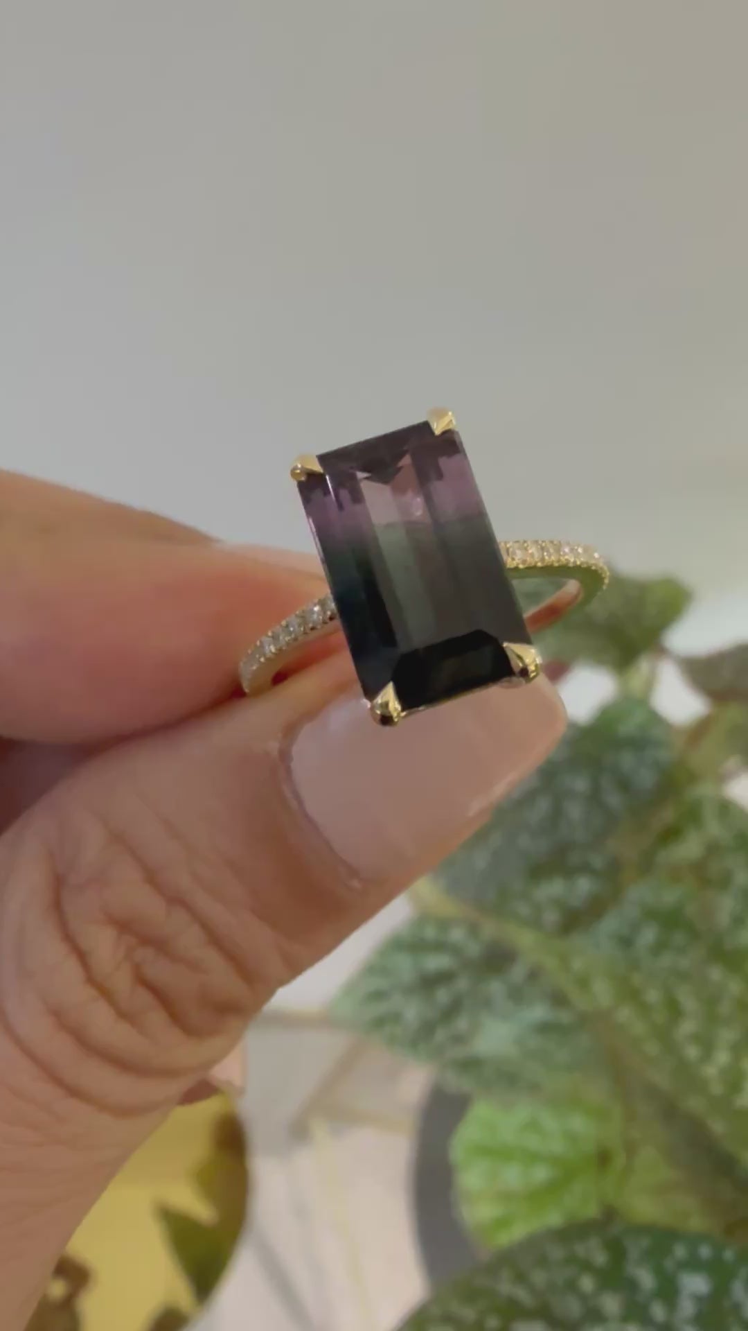 Watermelon Tourmaline & Diamond Protection Ring