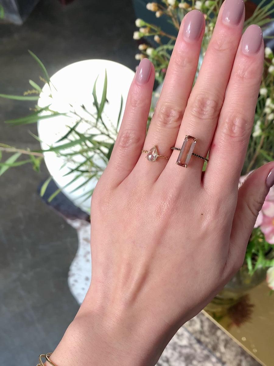 Pink Tourmaline & Black Diamond Ring