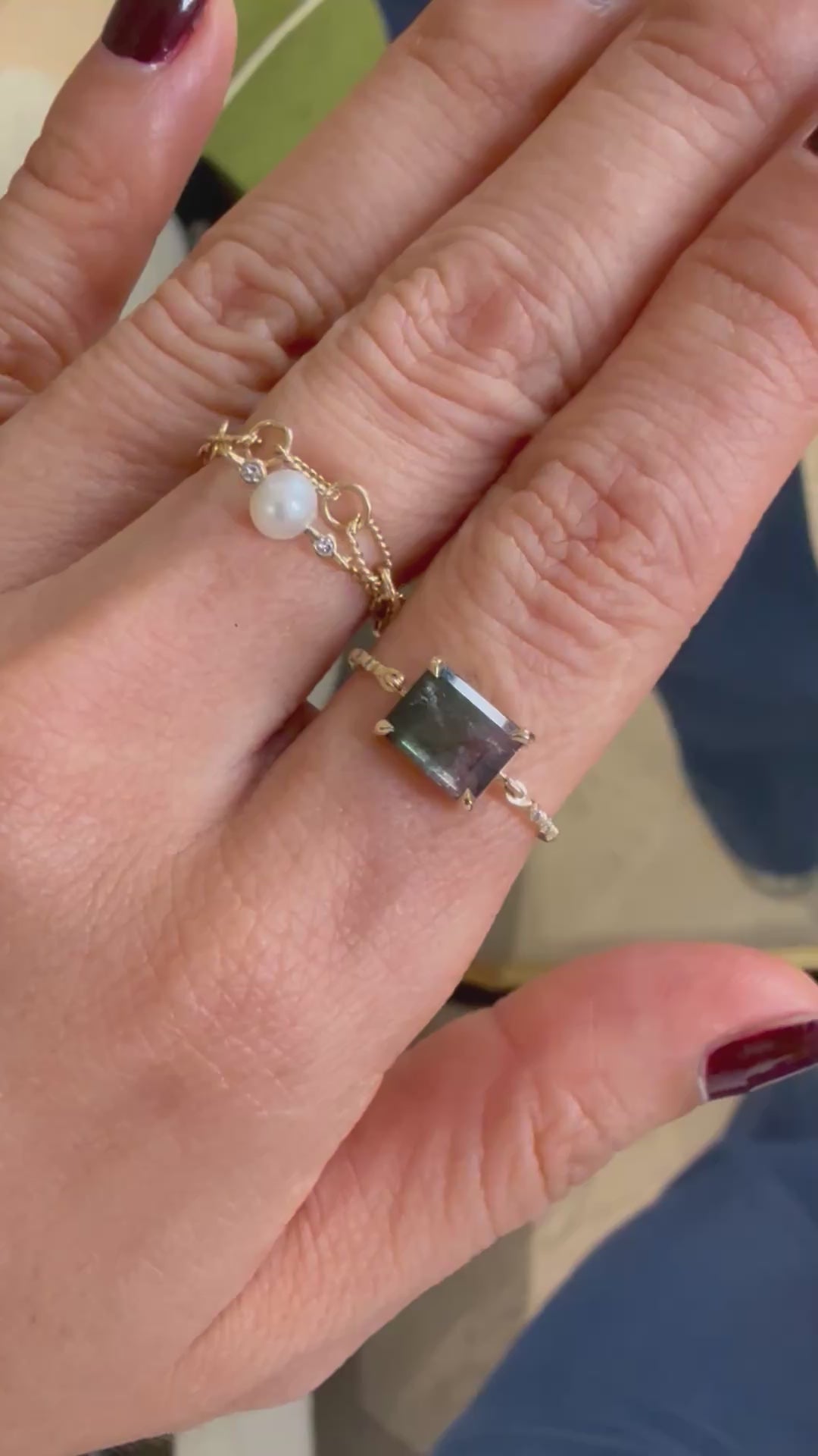 Raven Watermelon Tourmaline Petite Circle Diamond Ring