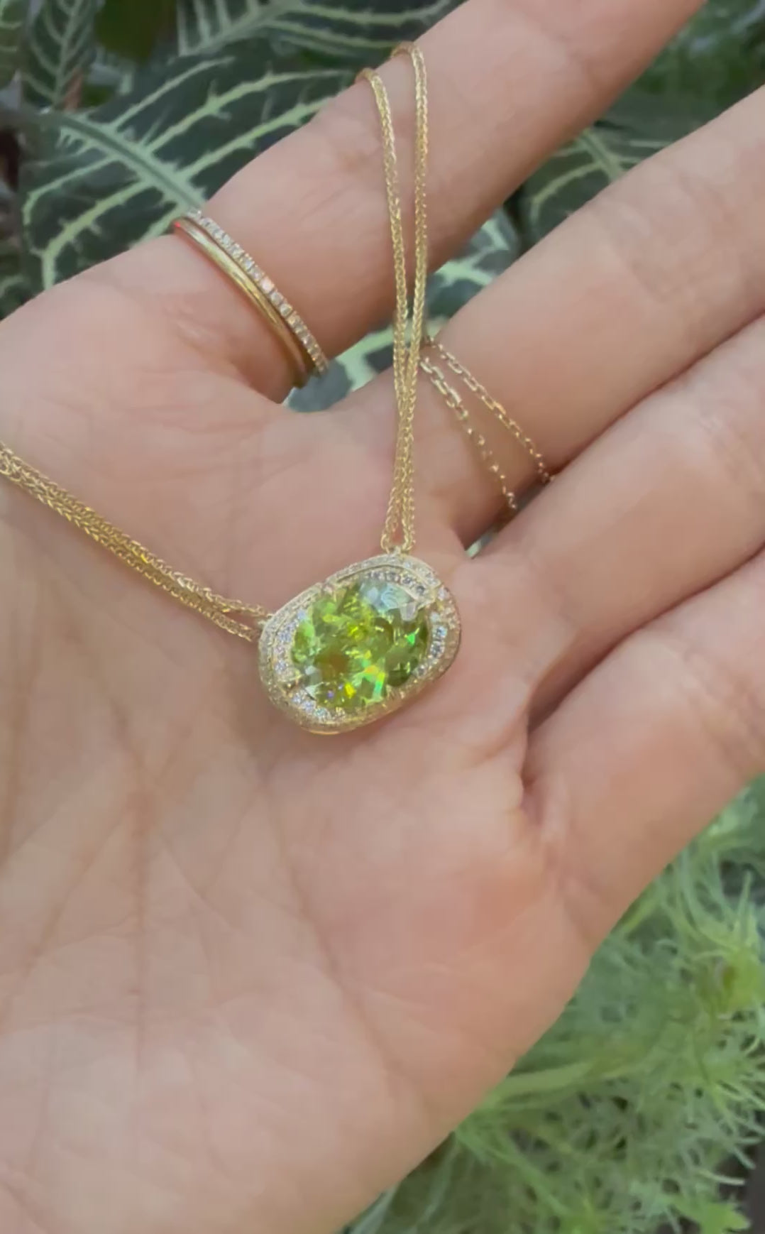 Sphene Aurora Necklace 18k gold handmade fine jewelry