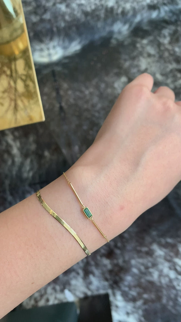 Emerald Baguette Bar Bracelet