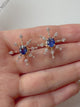 Blue Sapphire Starburst Earrings 18k gold stackable design
