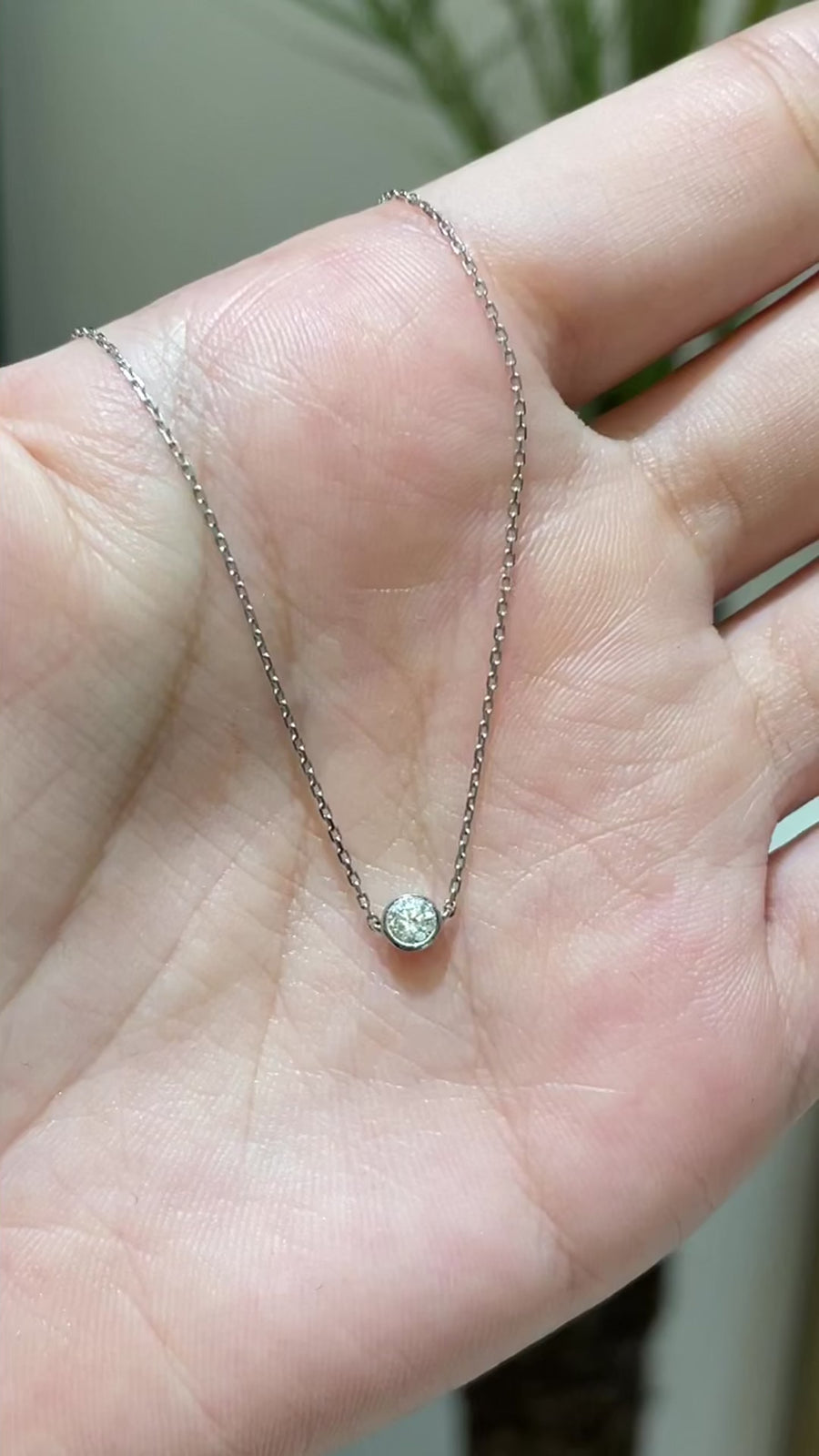 Platinum Diamond Button Necklace